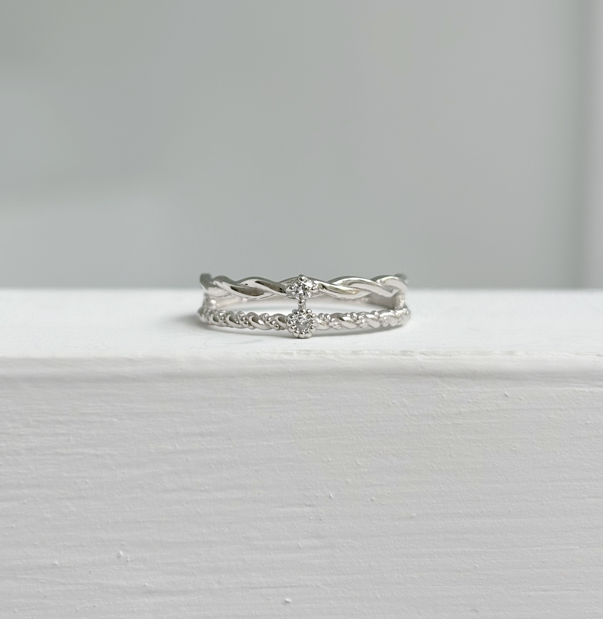 14K雙層Twist真鑽戒指