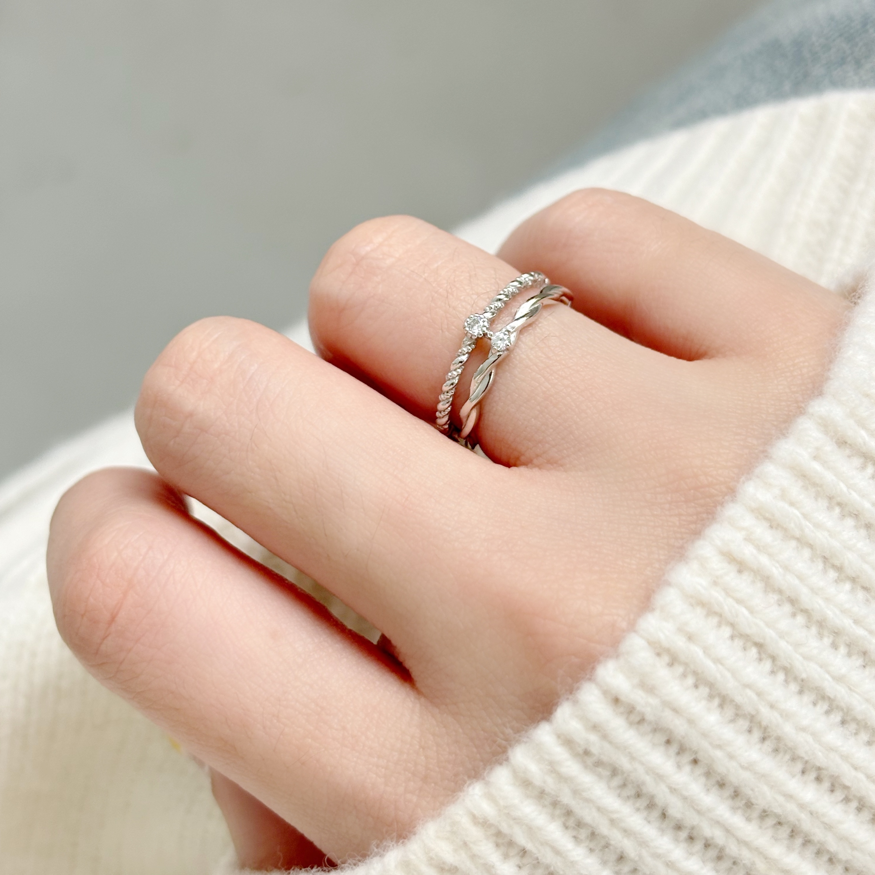 14K雙層Twist真鑽戒指