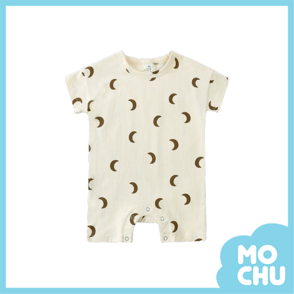 月亮堆滿天落肩短袖連身衣(二色)