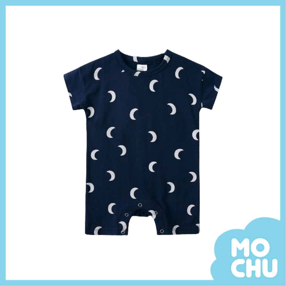 月亮堆滿天落肩短袖連身衣(二色)