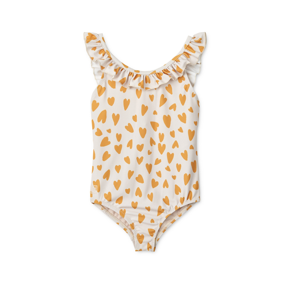 LIEWOOD 一件式泳衣-黃色愛心