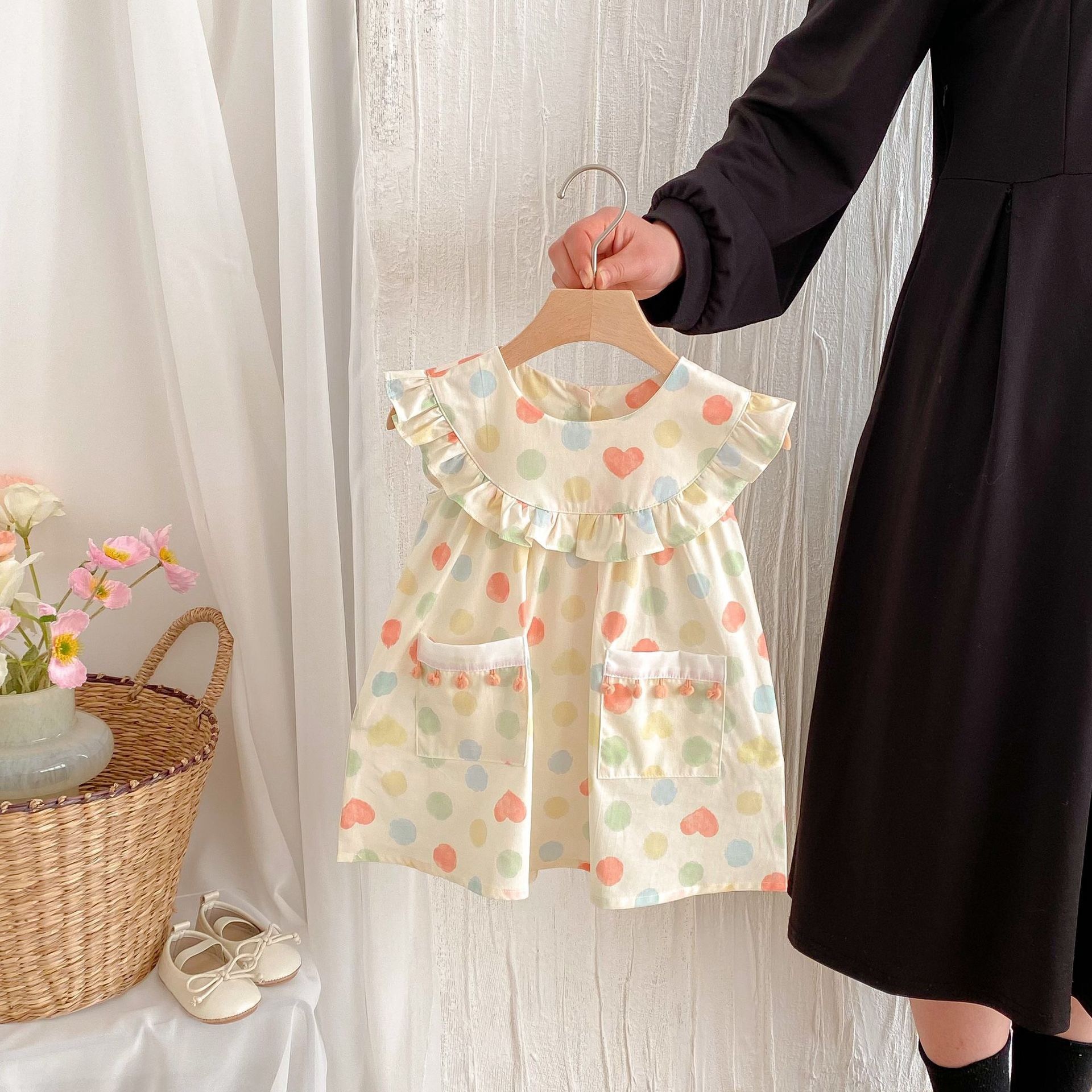 彩波愛心荷葉邊洋裝