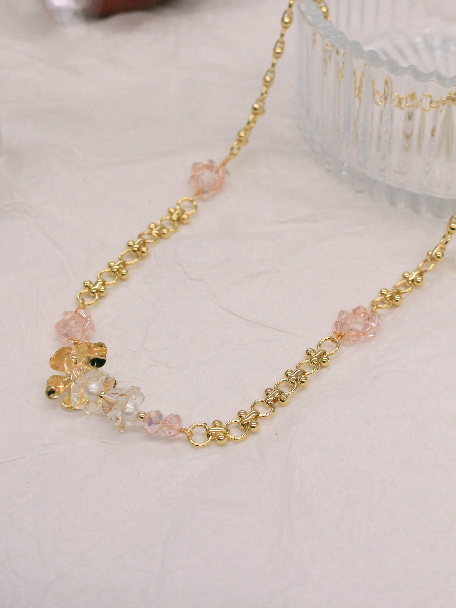 賞花限定。MUCHAT手作14+18KGP鈴蘭花苞水晶項鍊