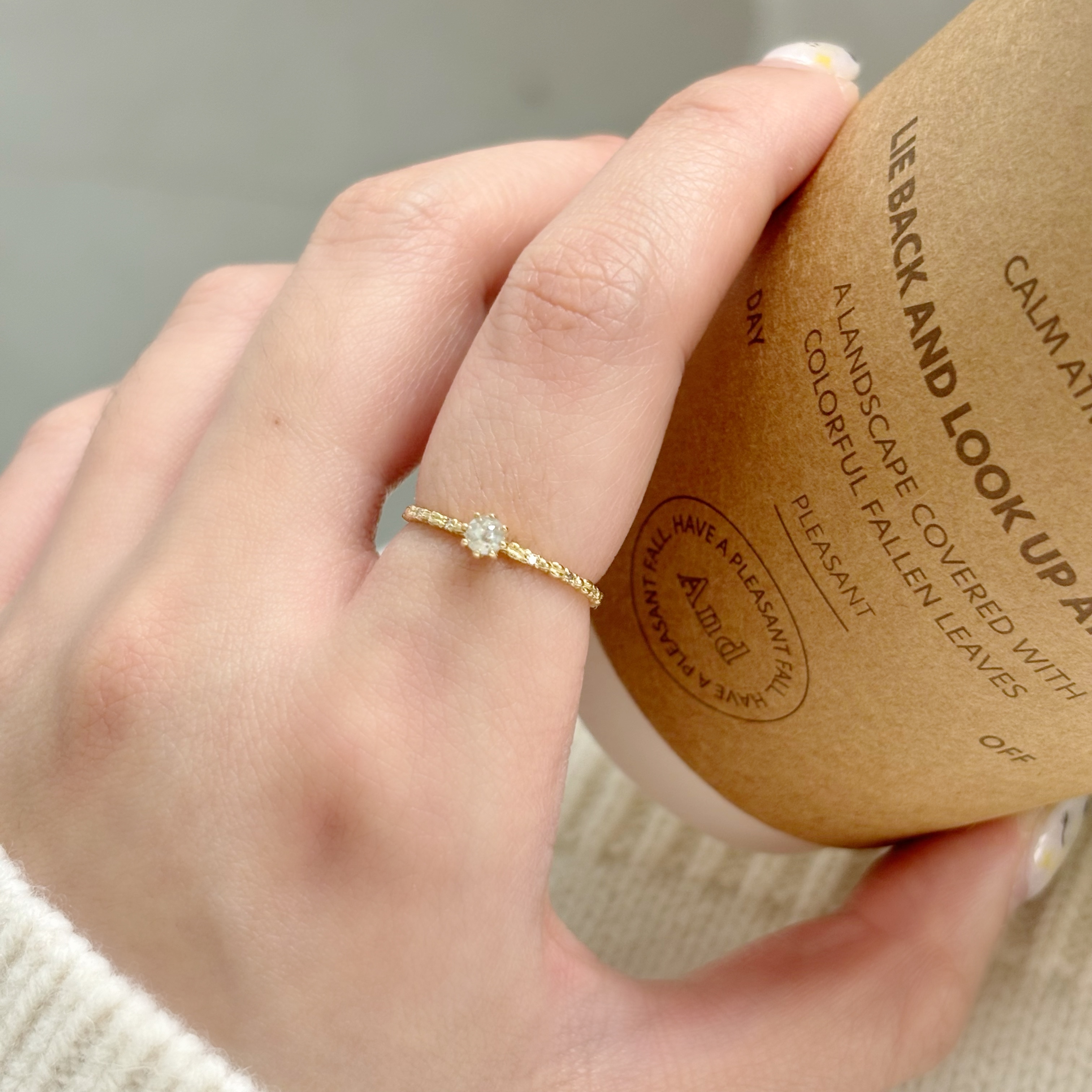 14K Harvest灰鑽原礦戒指