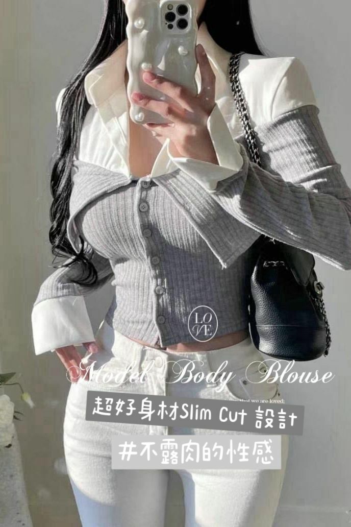 TOP#14581🤎Model Body Blouse