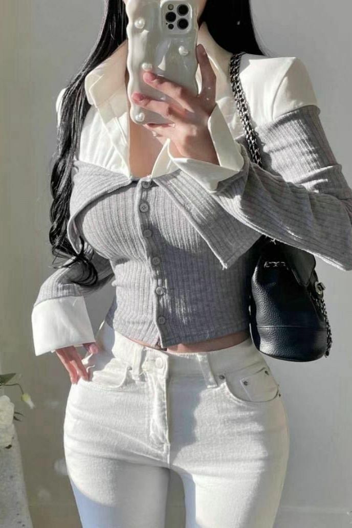 TOP#14581🤎Model Body Blouse