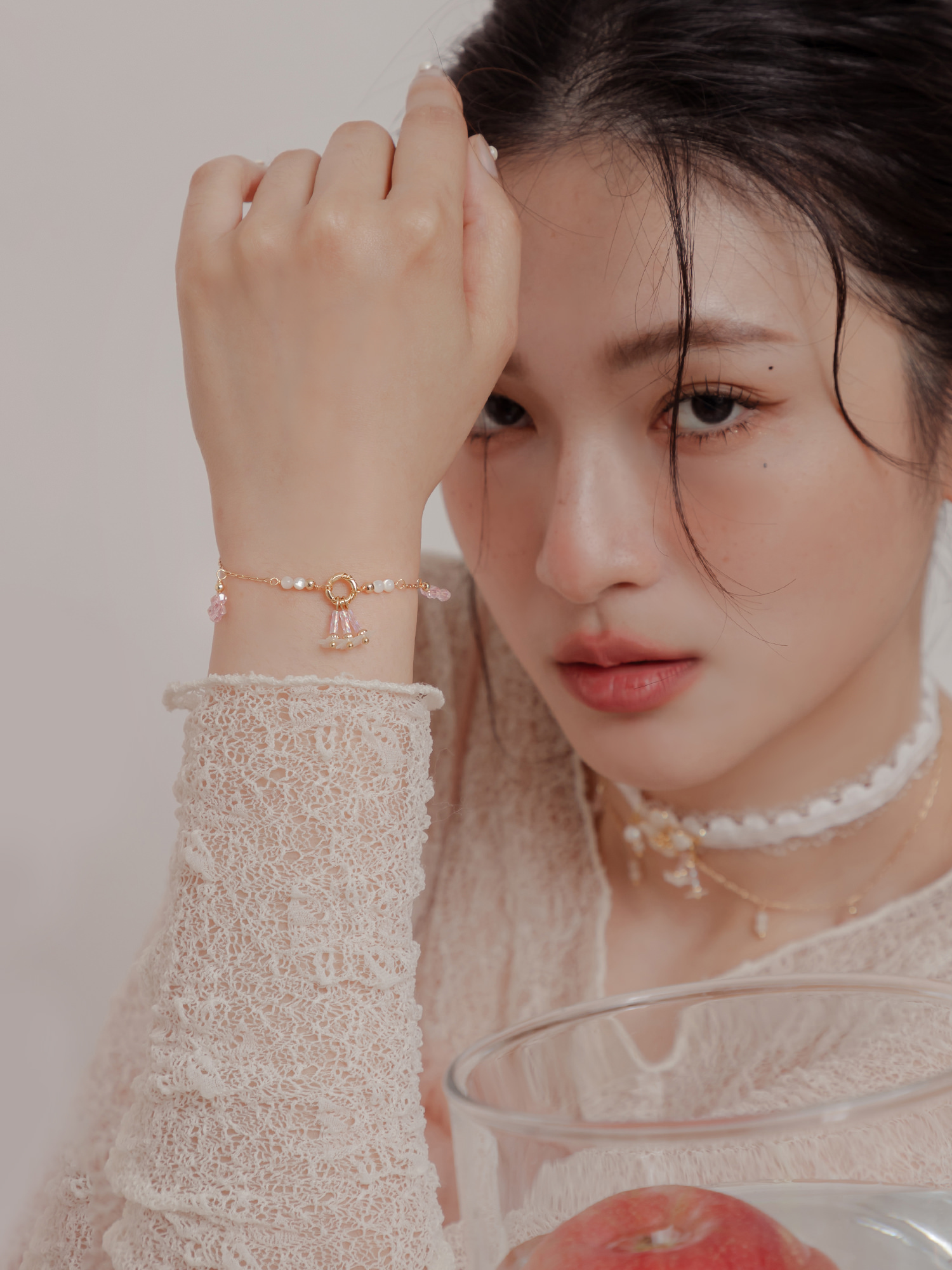 賞花限定。MUCHAT手作14KGP水晶貝殼珠手鍊