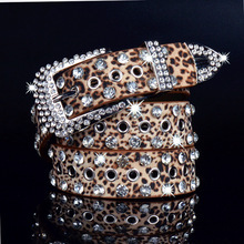 鱷魚紋水鑽皮帶