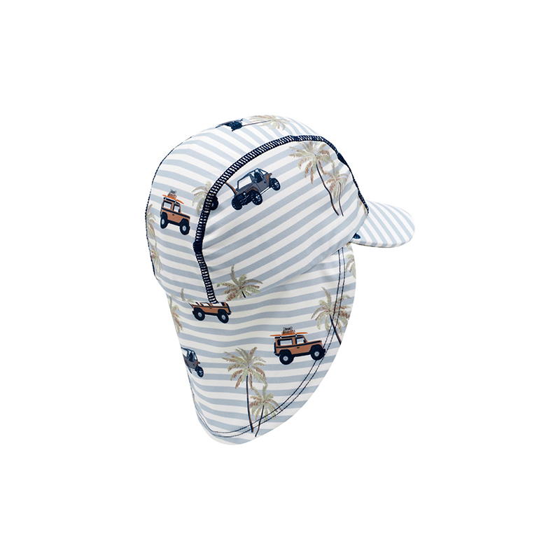 Hust & Claire 防曬泳帽-條紋吉普車