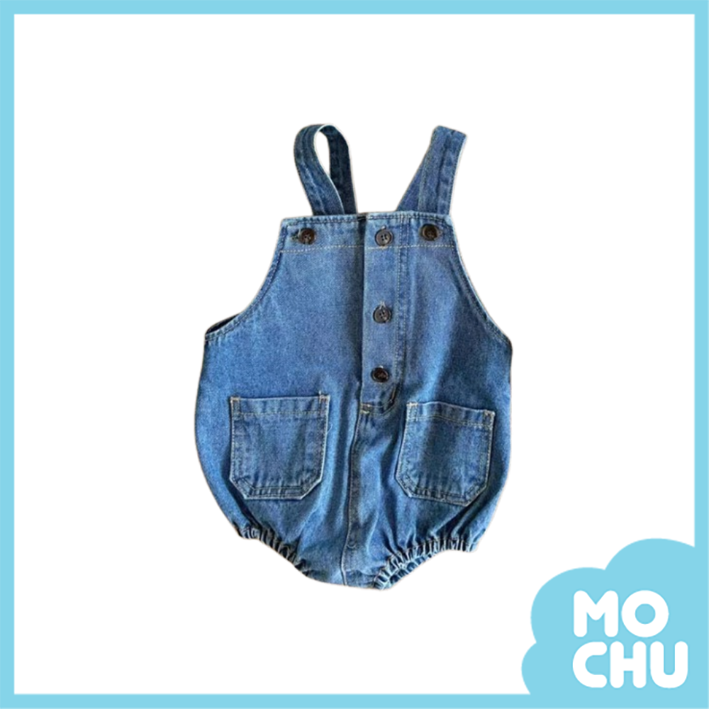 鈕扣牛仔吊帶包屁褲