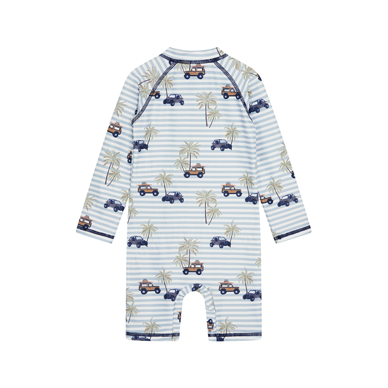 Hust & Claire 長袖防曬連身泳衣-條紋吉普車