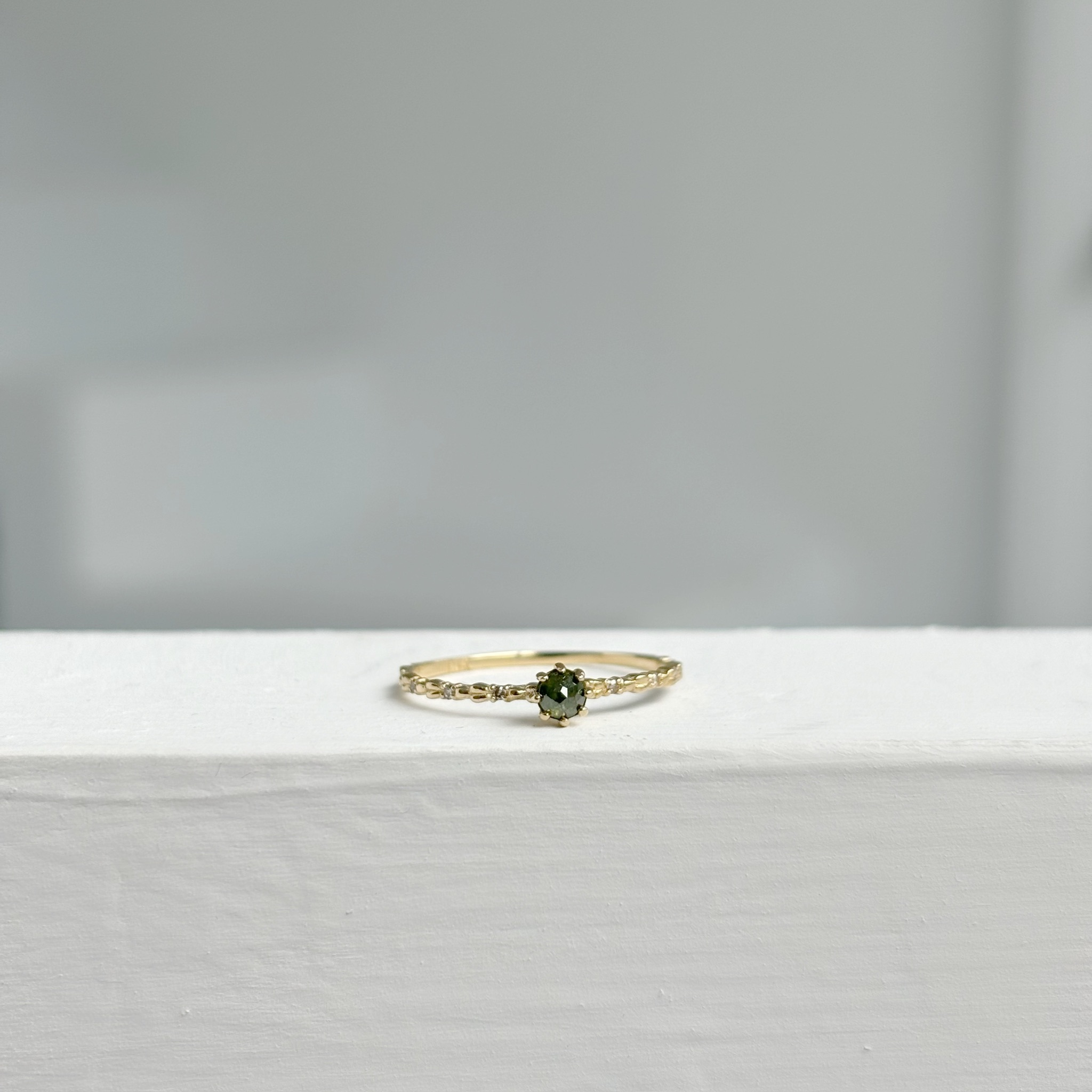 14K Harvest綠鑽原礦戒指