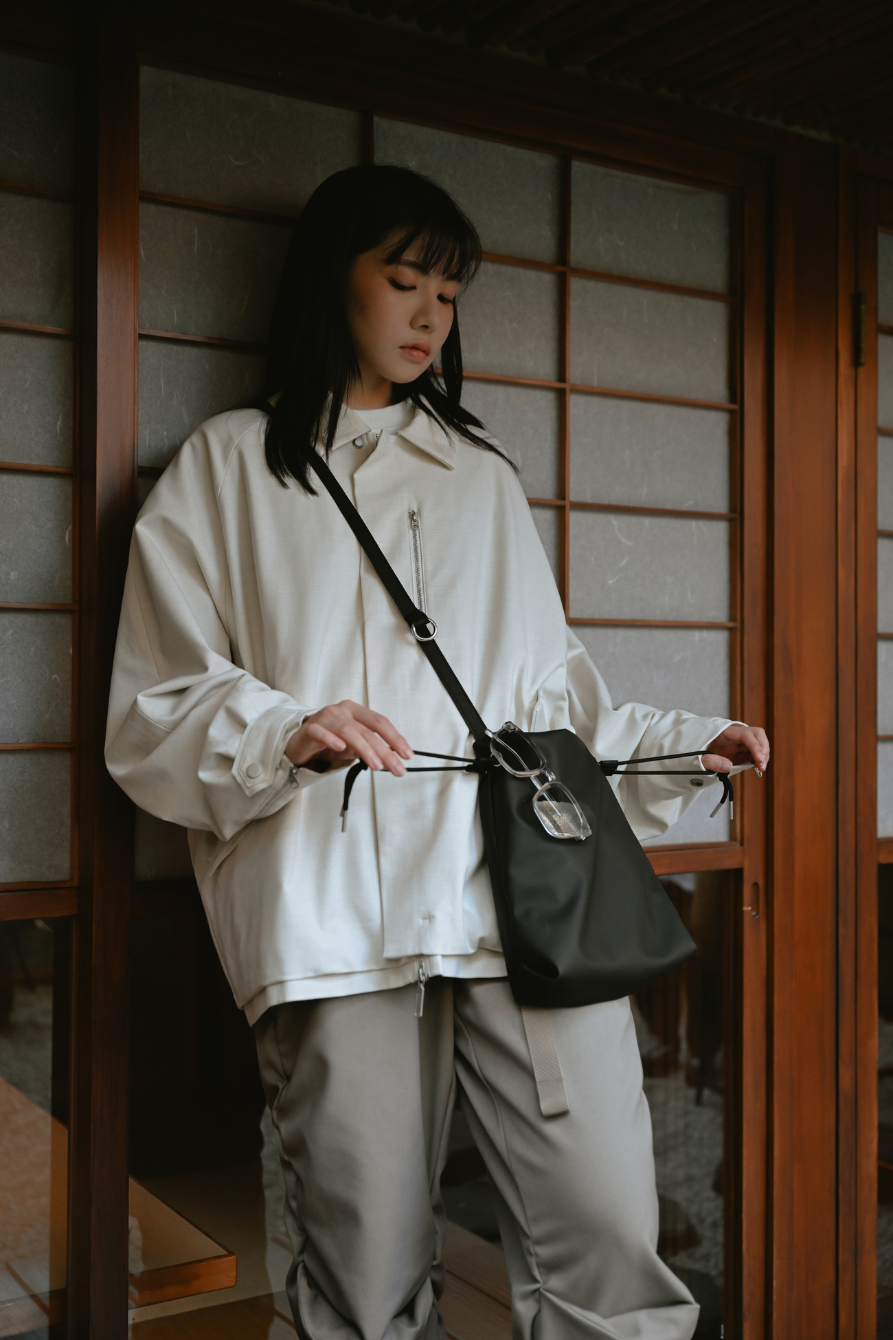 MELSIGN 皮革水桶包 小托特包 合成皮革 黑 23 A/W Leather Strap Tote Bag（Nano）