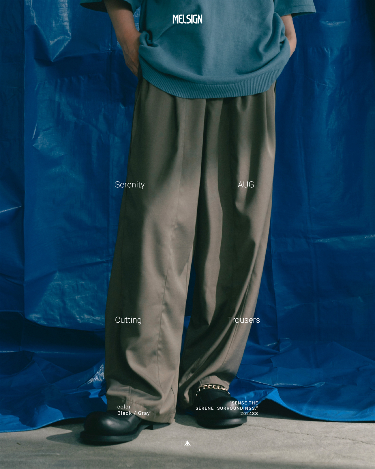 MELSIGN 經典直筒長褲 異材質 黑/灰 24 S/S Serenity AUG. Cutting Trousers