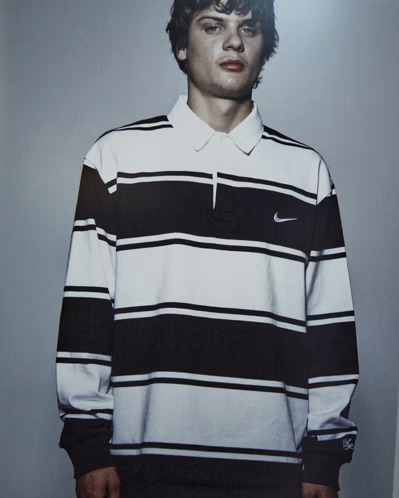 Supreme®/Nike® Stripe Rugby 25ss 刺繡LOGO 寬條紋polo衫長袖上衣