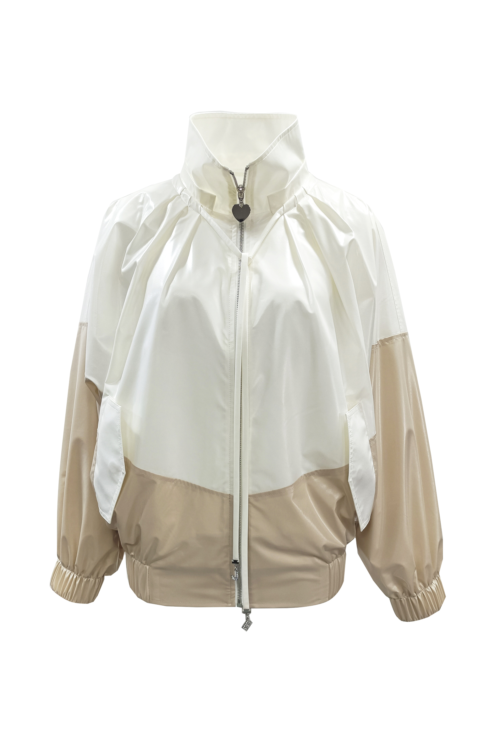 BE10106D1 雙色圖領奶油運動風衣