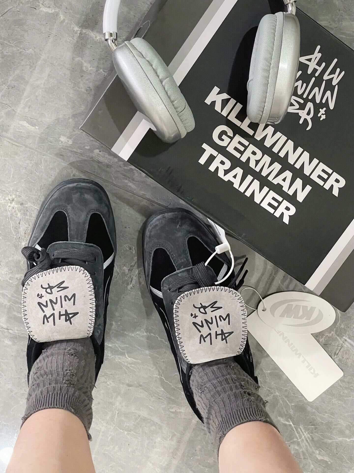 Killwinner 黑芝麻拿鐵德訓鞋 灰黑色 黑武士 外縫線 反光 復古 翻蓋 德訓鞋/預購