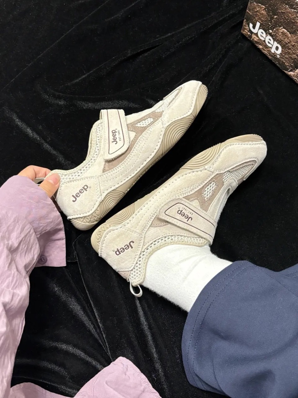 JEEP 吉普 魔鬼氈 瑪莉珍鞋 芭蕾舞鞋 涼鞋 米灰 灰咖 女鞋 / 預購