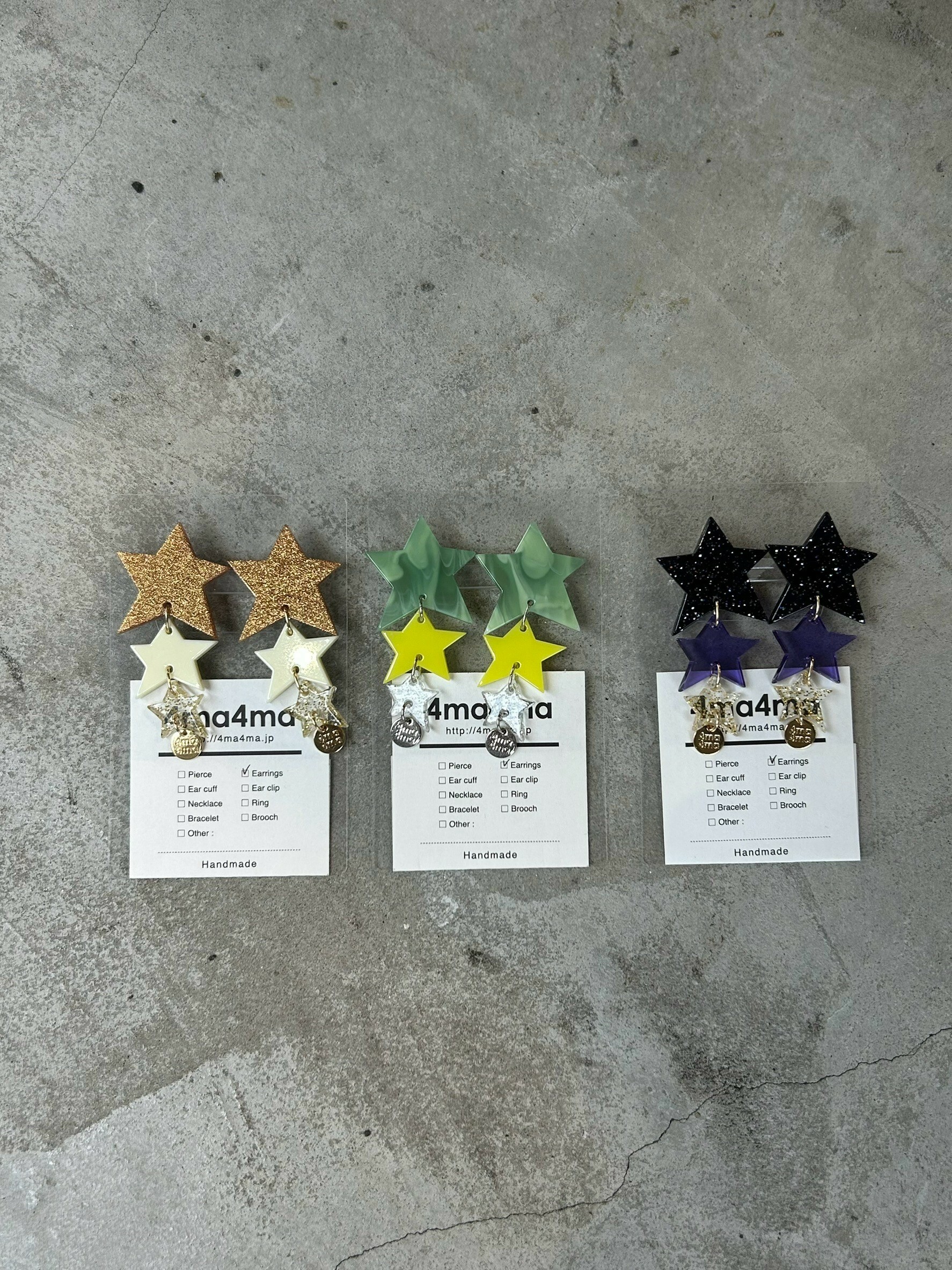 [4ma4ma] 三連星耳環 | 耳夾 | NO.22