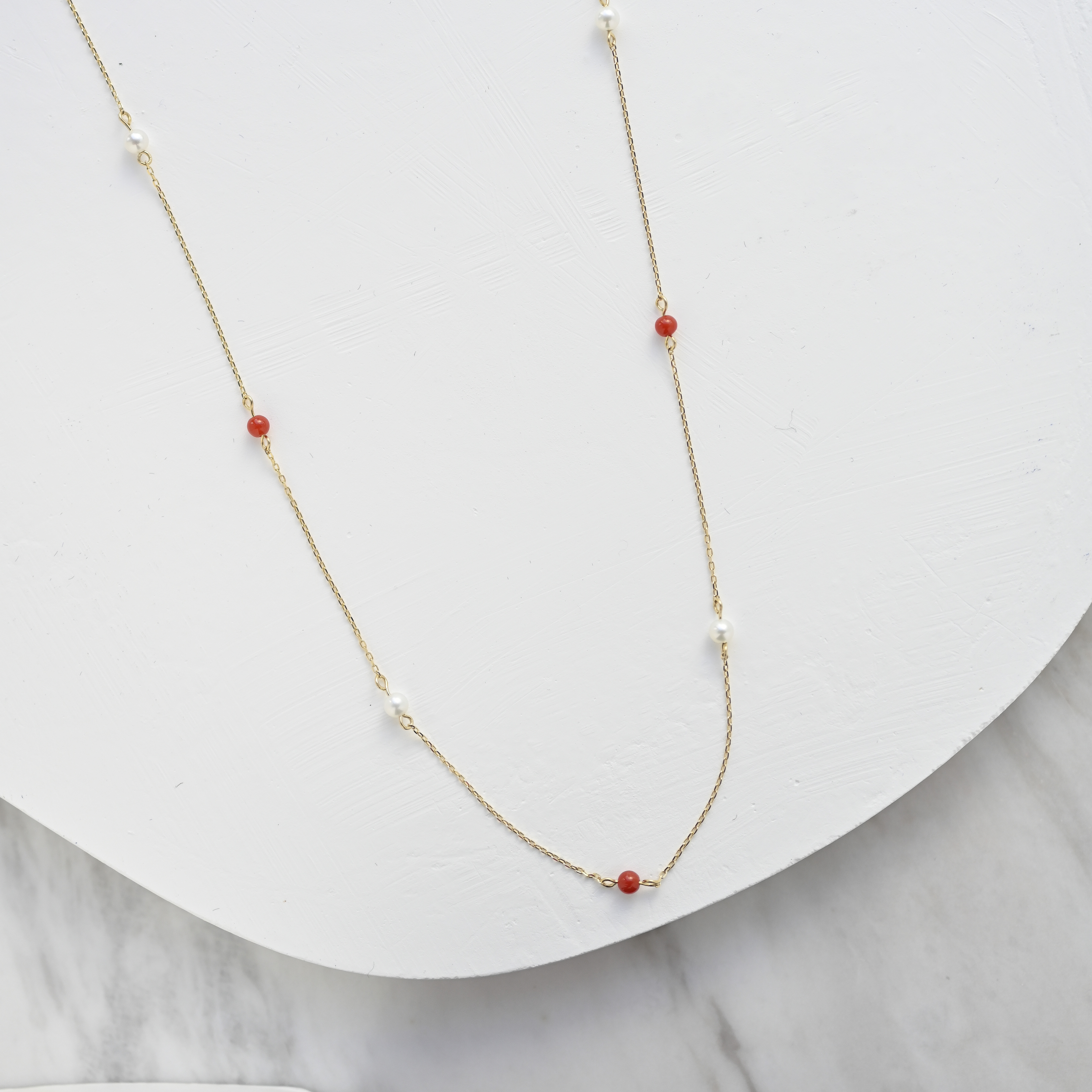 10K Coral & Pearl necklace