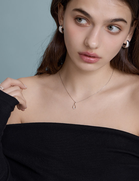 【925純銀】簍空水滴鑽項鍊