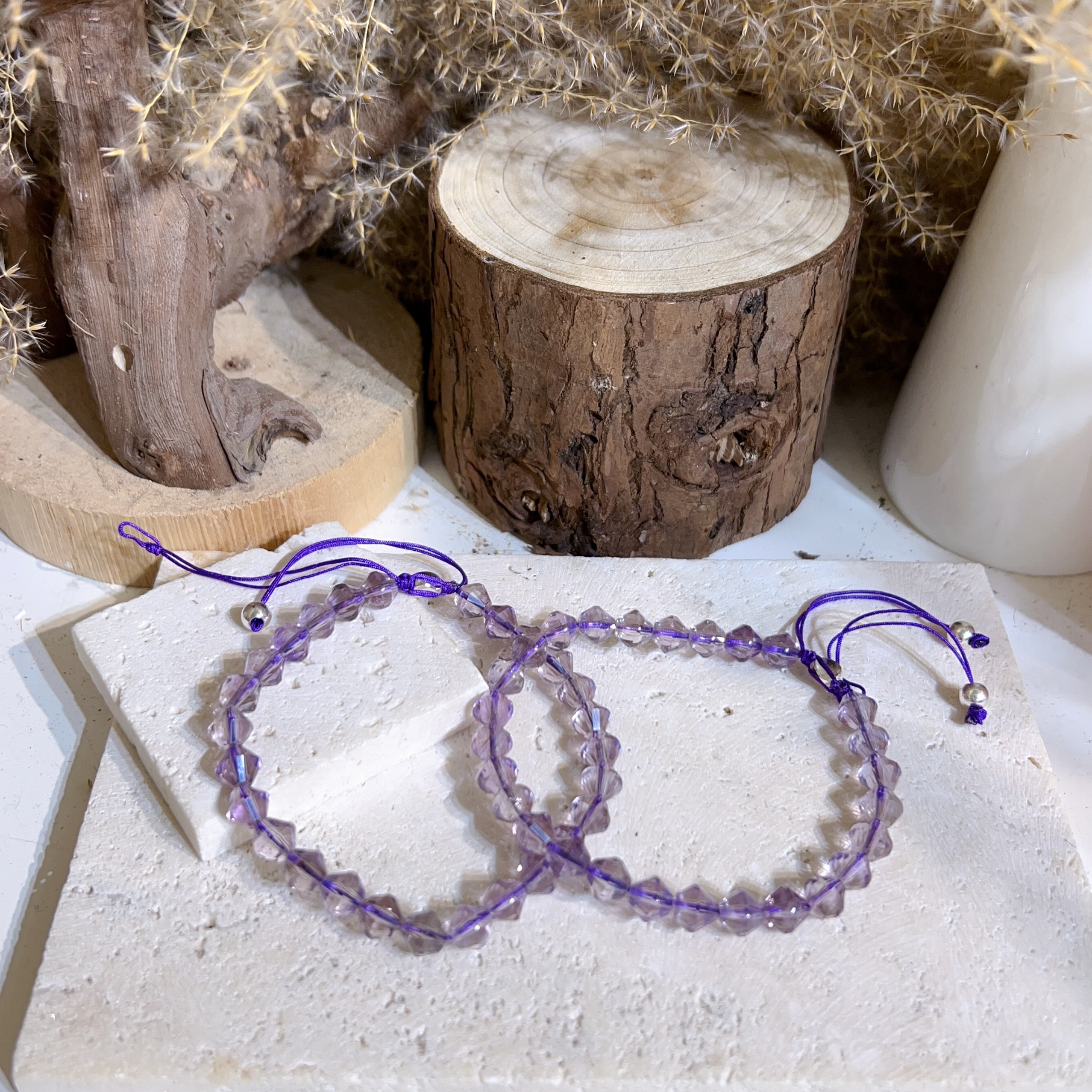 鑽切紫水晶手繩 6mm