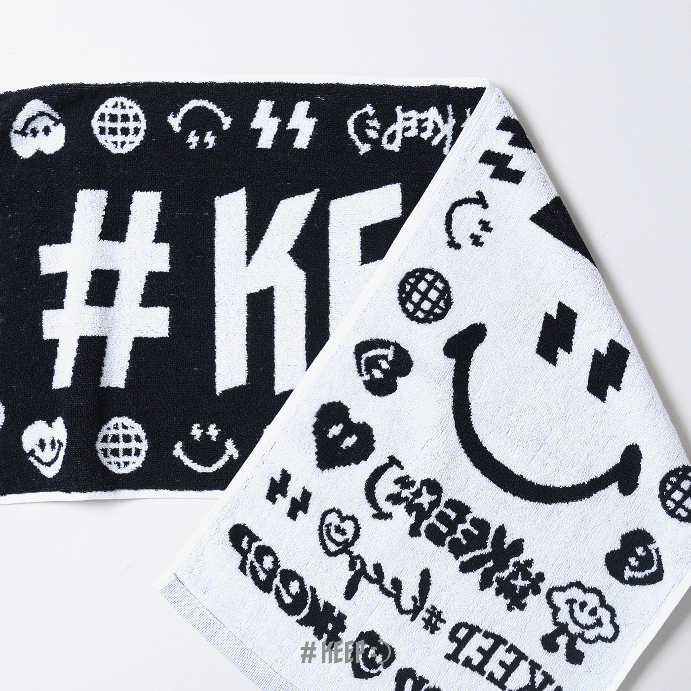 #KEEP LOGO TOWEL 黑色 緹花 LOGO圖騰 運動 毛巾【KS287-BK】