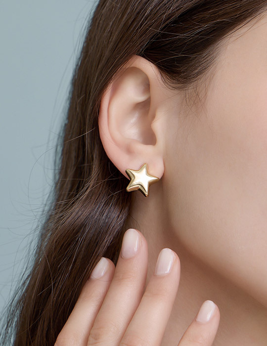 閃耀星語。銀針耳環(金)