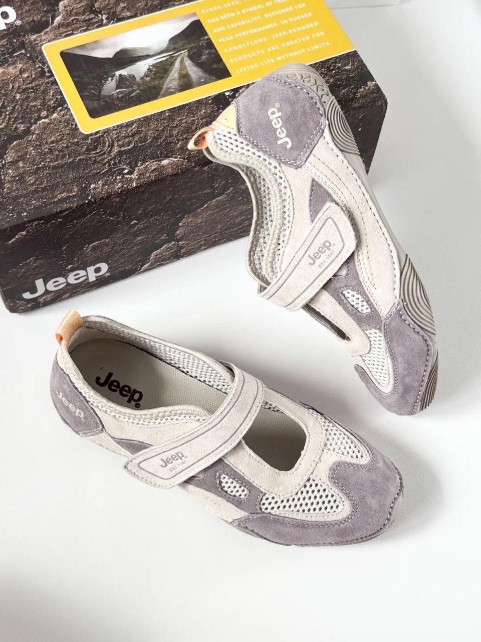 JEEP 吉普 魔鬼氈 瑪莉珍鞋 芭蕾舞鞋 涼鞋 灰紫 奶灰 螢光橘 女鞋 / 預購