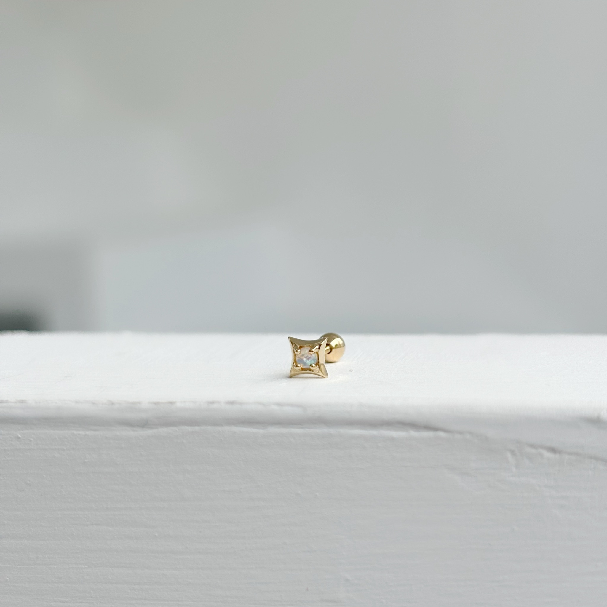 14K星芒歐泊石轉珠耳環