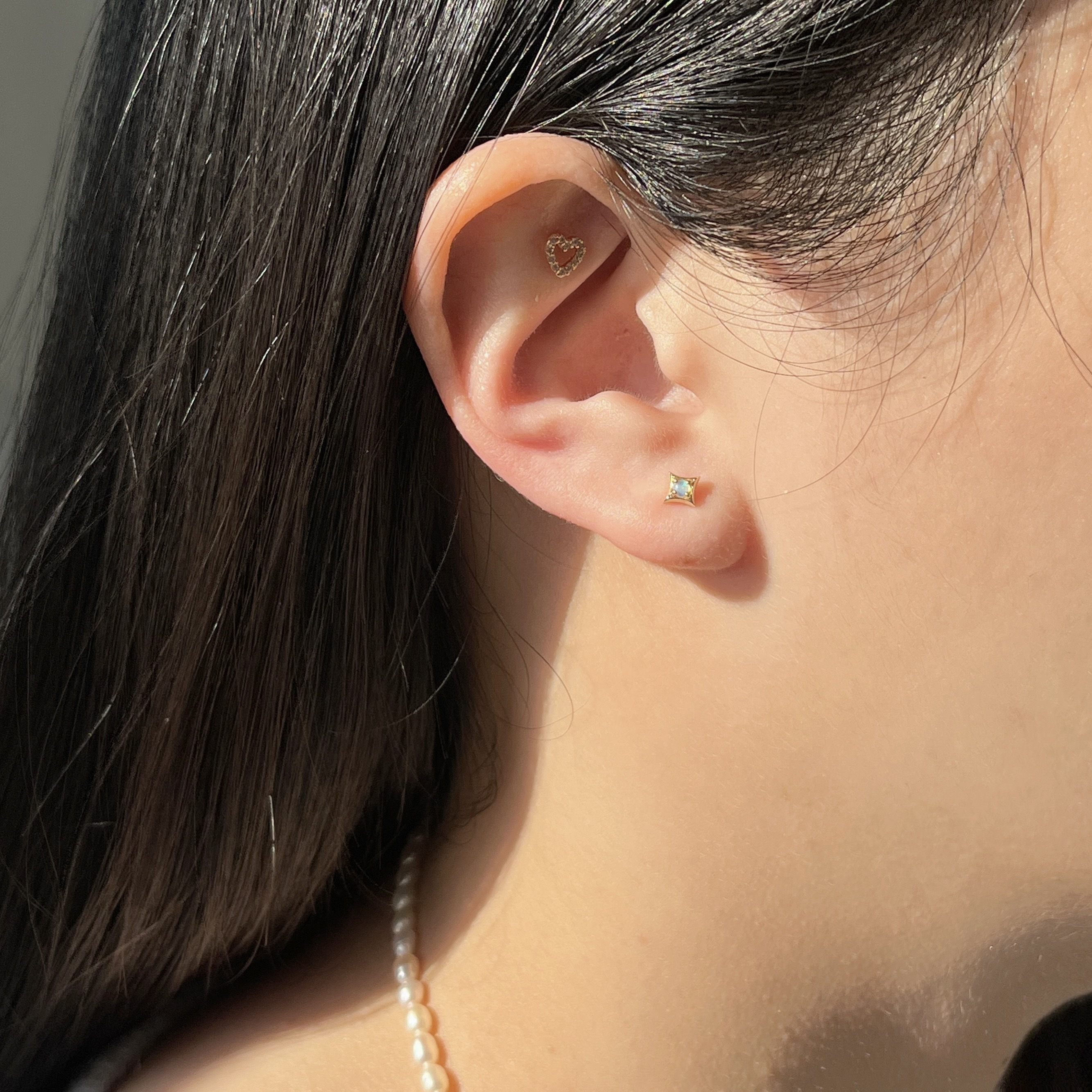 14K星芒歐泊石轉珠耳環