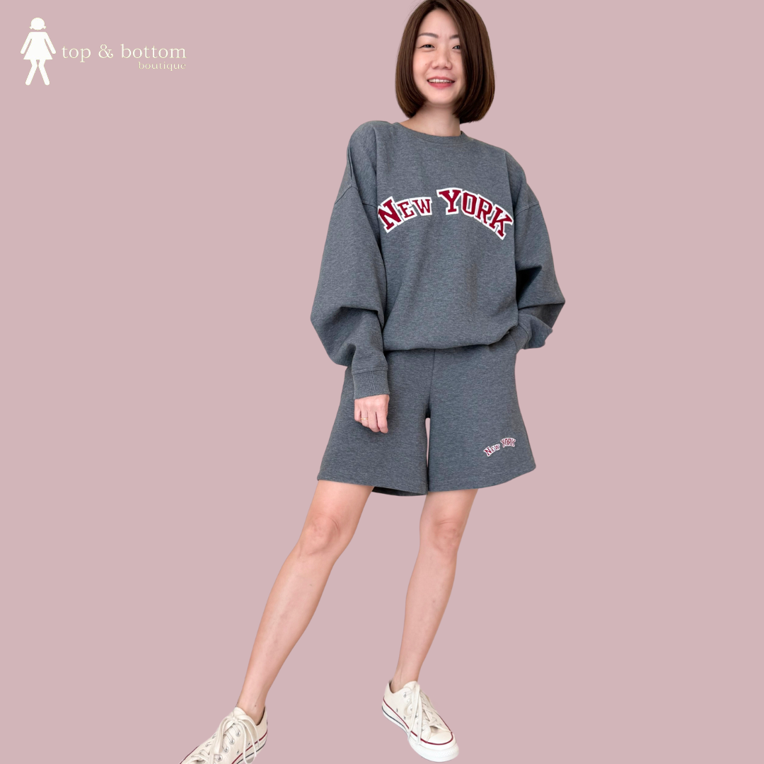 "NEW YORK" EMBROIDERED WORDING SWEATS SET SUIT (2PCS)