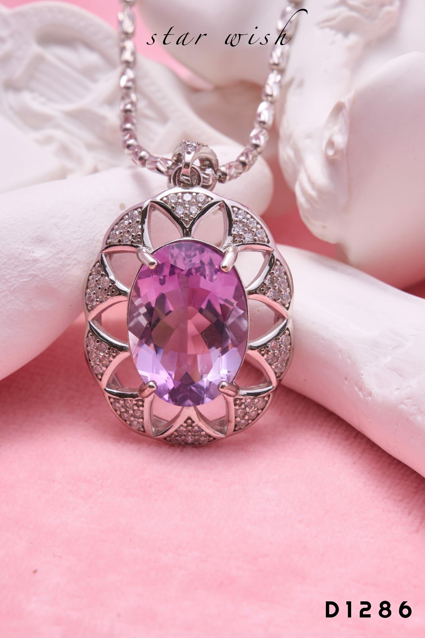Star Wish Jewellery S925 千禧紫水晶吊墜+ 18吋頸鏈- D1286