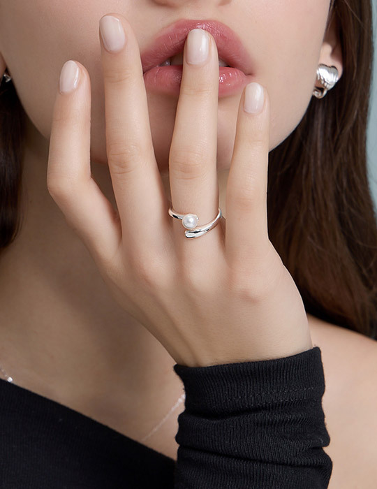 個性簡約珍珠可調式戒指