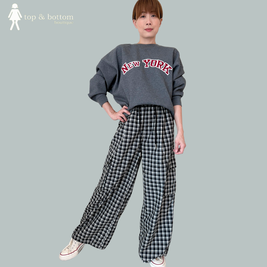 CHECKED CANVAS CARGO LONG PANT