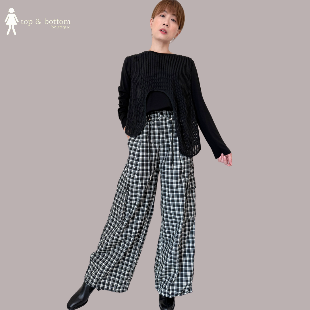 CHECKED CANVAS CARGO LONG PANT