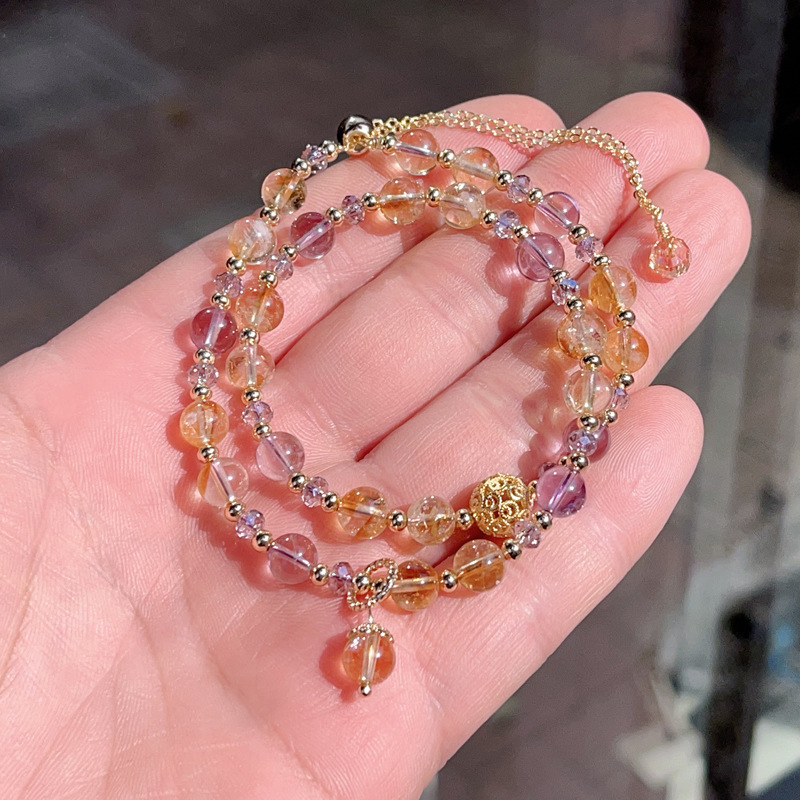 【星軌】黃塔晶x紫水晶流蘇雙圈手鍊