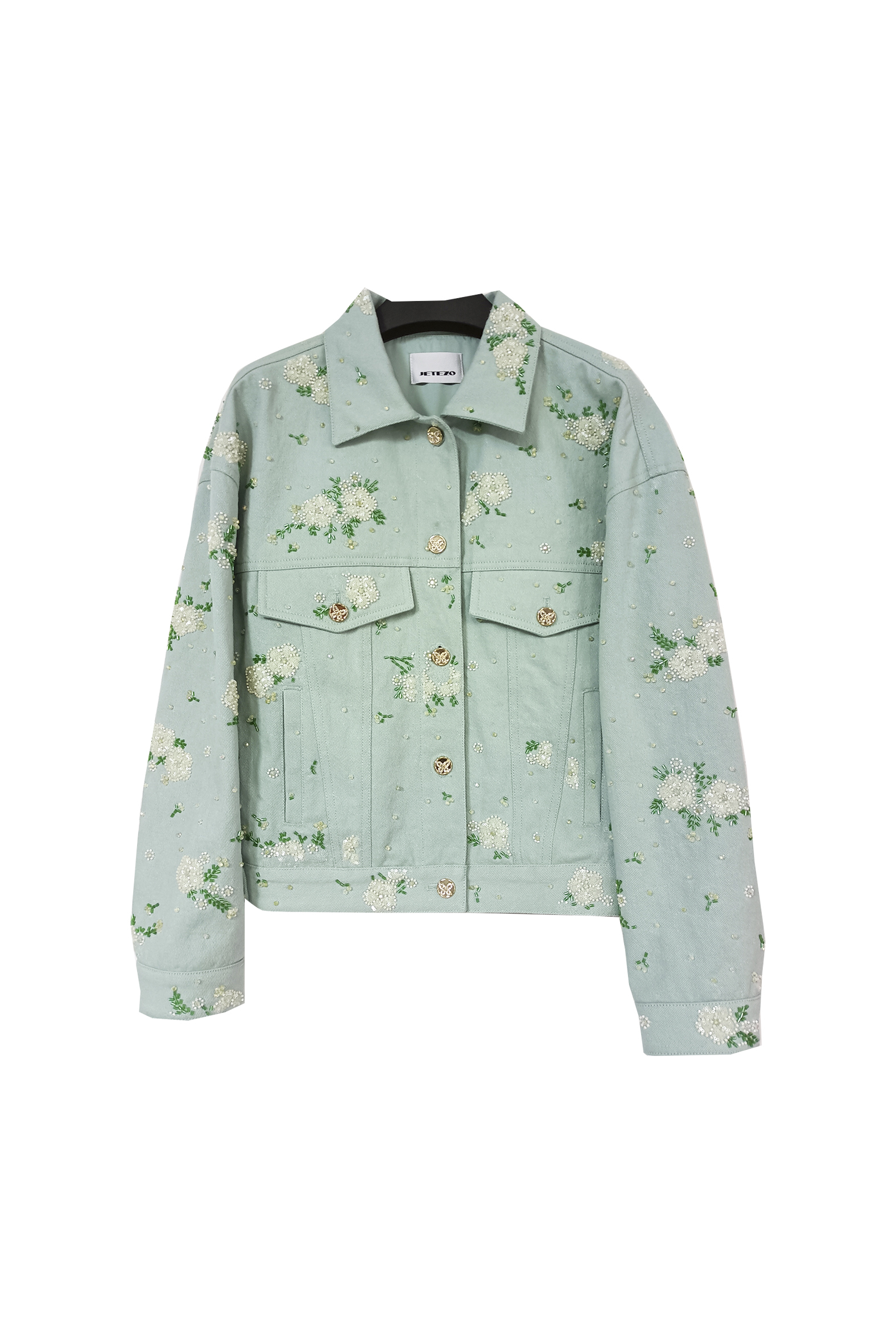 BE10150D1 莫內花園香草綠重工牛仔外套