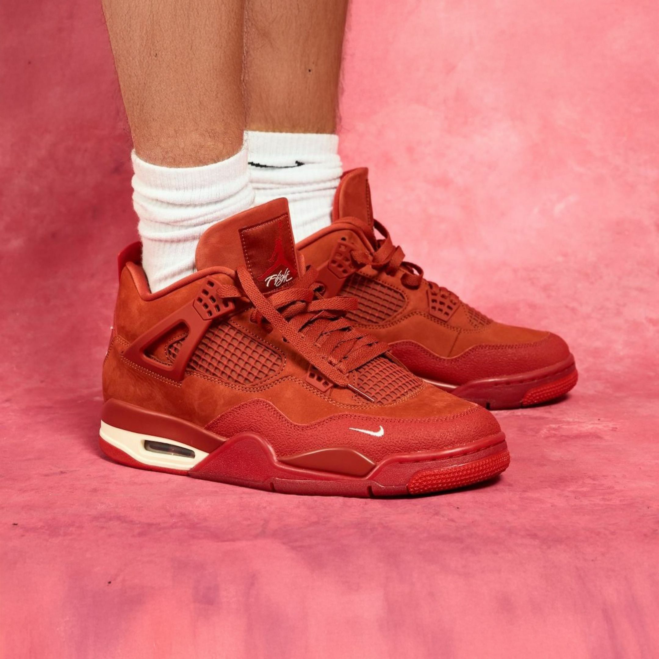 NICEDAY 代購 Nigel Sylvester x Air Jordan 4 BIKE 橘紅 聯名 麂皮 紅色 HF4340-800