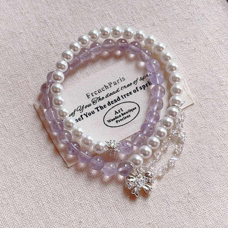 【星軌】天然貝珠+紫水晶雙圈手鍊
