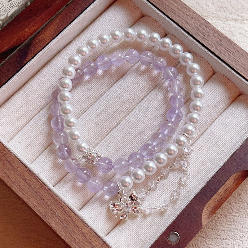 【星軌】天然貝珠+紫水晶雙圈手鍊