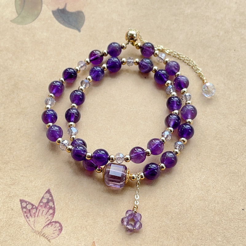 【星軌】天然烏拉圭方糖紫水晶雙圈手鍊