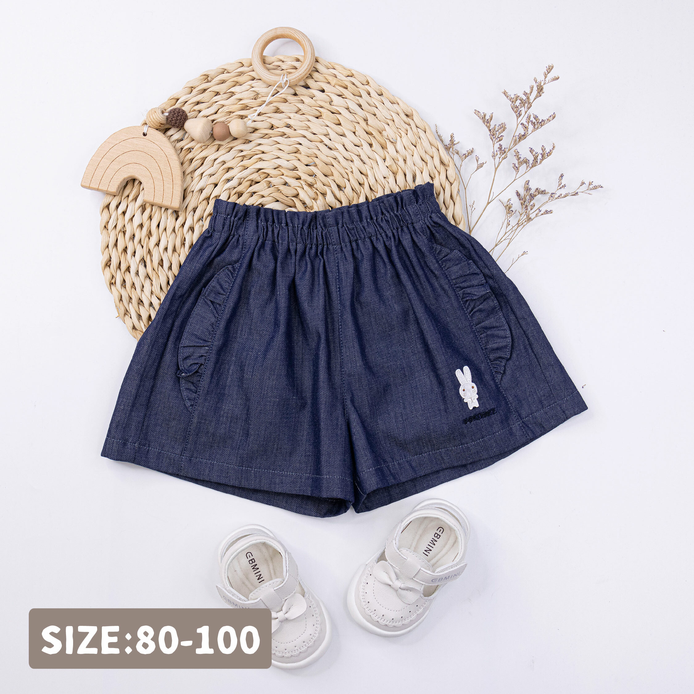 波紳士【12060】雪白小兔兔荷葉拼接短褲