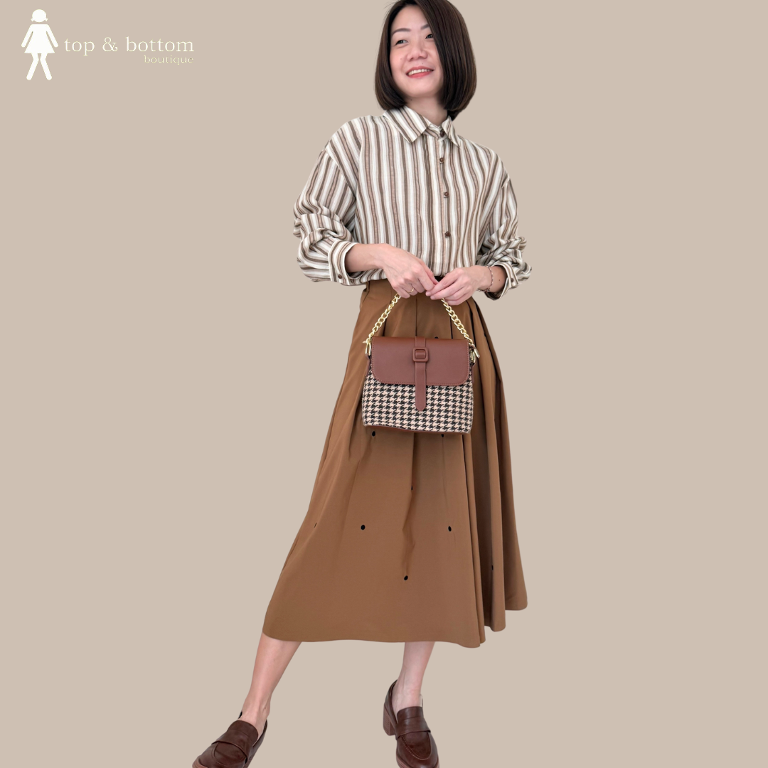 SOLID EMBROIDERED DOT MIDI SKIRT