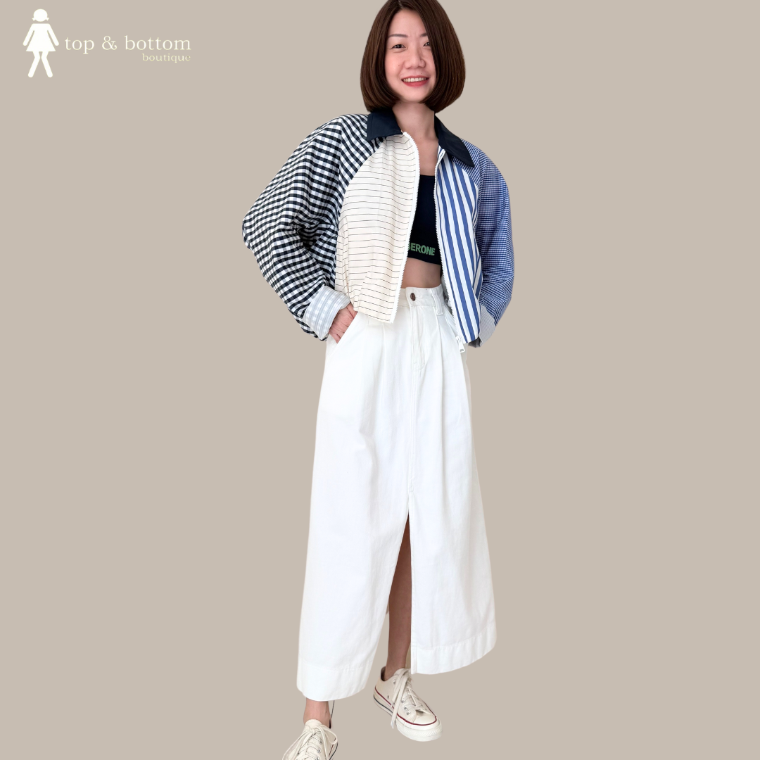 DENIM SLIT FRONT PENCIL SKIRT