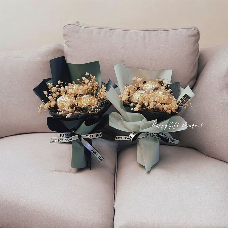 3朵藍灰色金莎滿天星花束,3朵藍灰色金莎花束