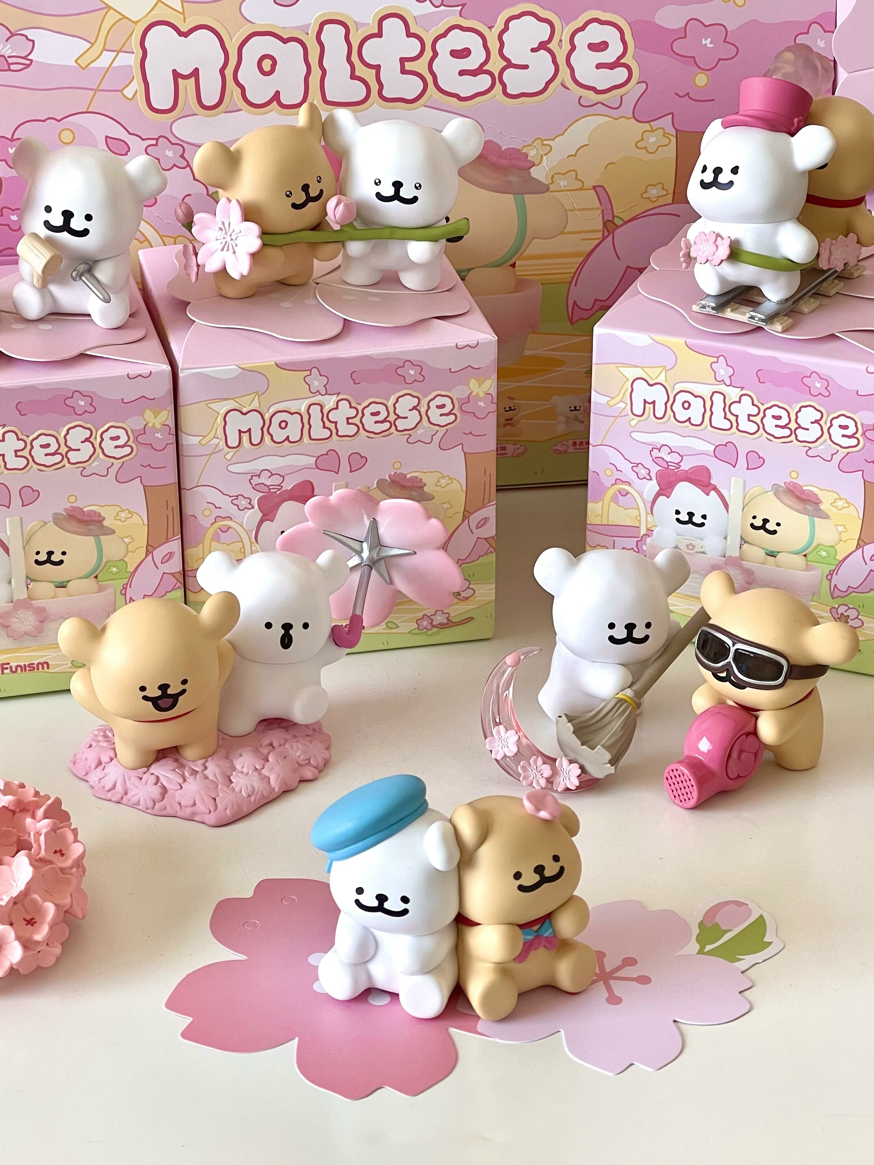 線條小狗 Maltese 馬爾濟斯 正版授權 浪漫櫻花系列 粉色 粉白 盲盒 公仔 6+1款/預購