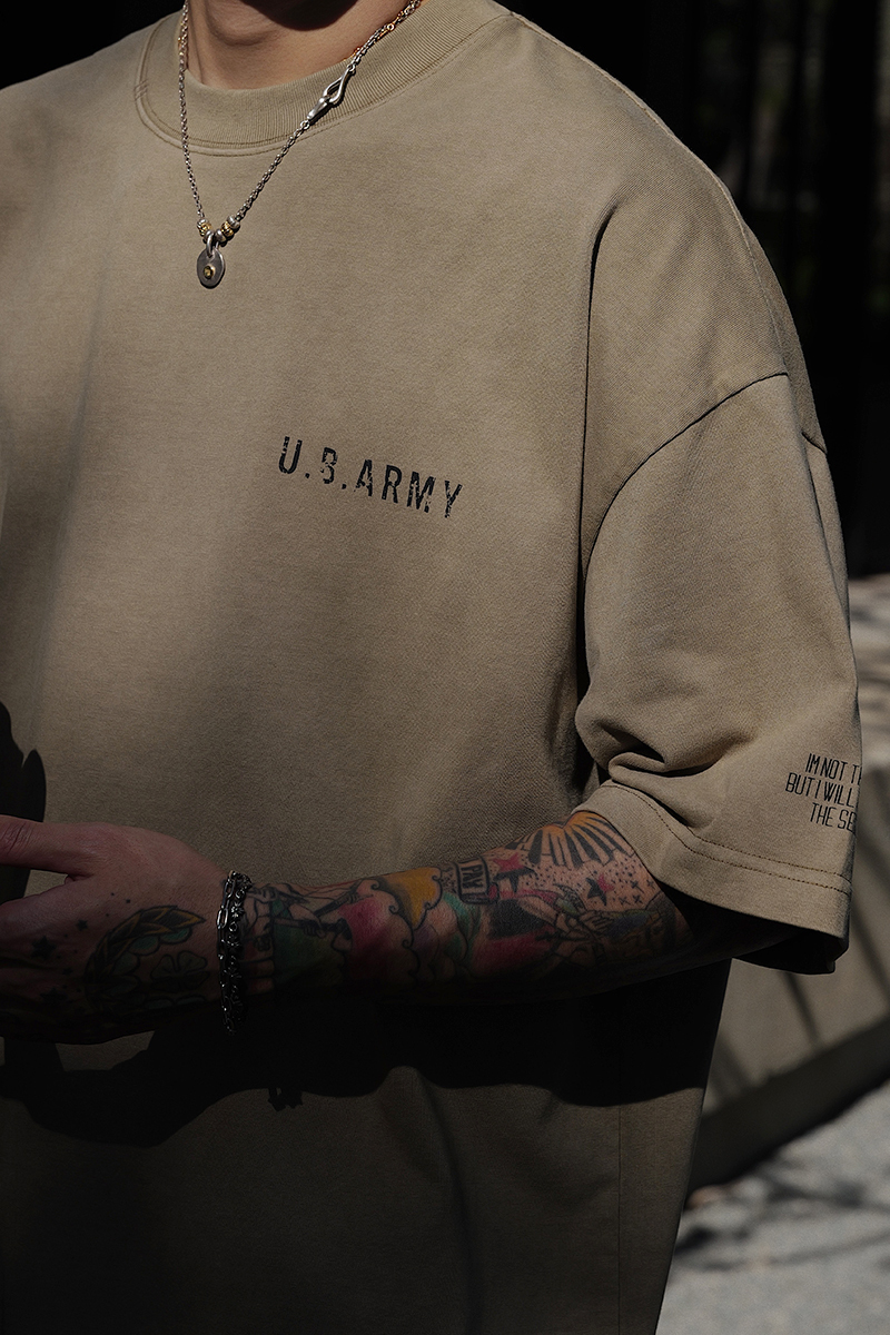 Unbent 25 s/s army 蠟染水洗Tee