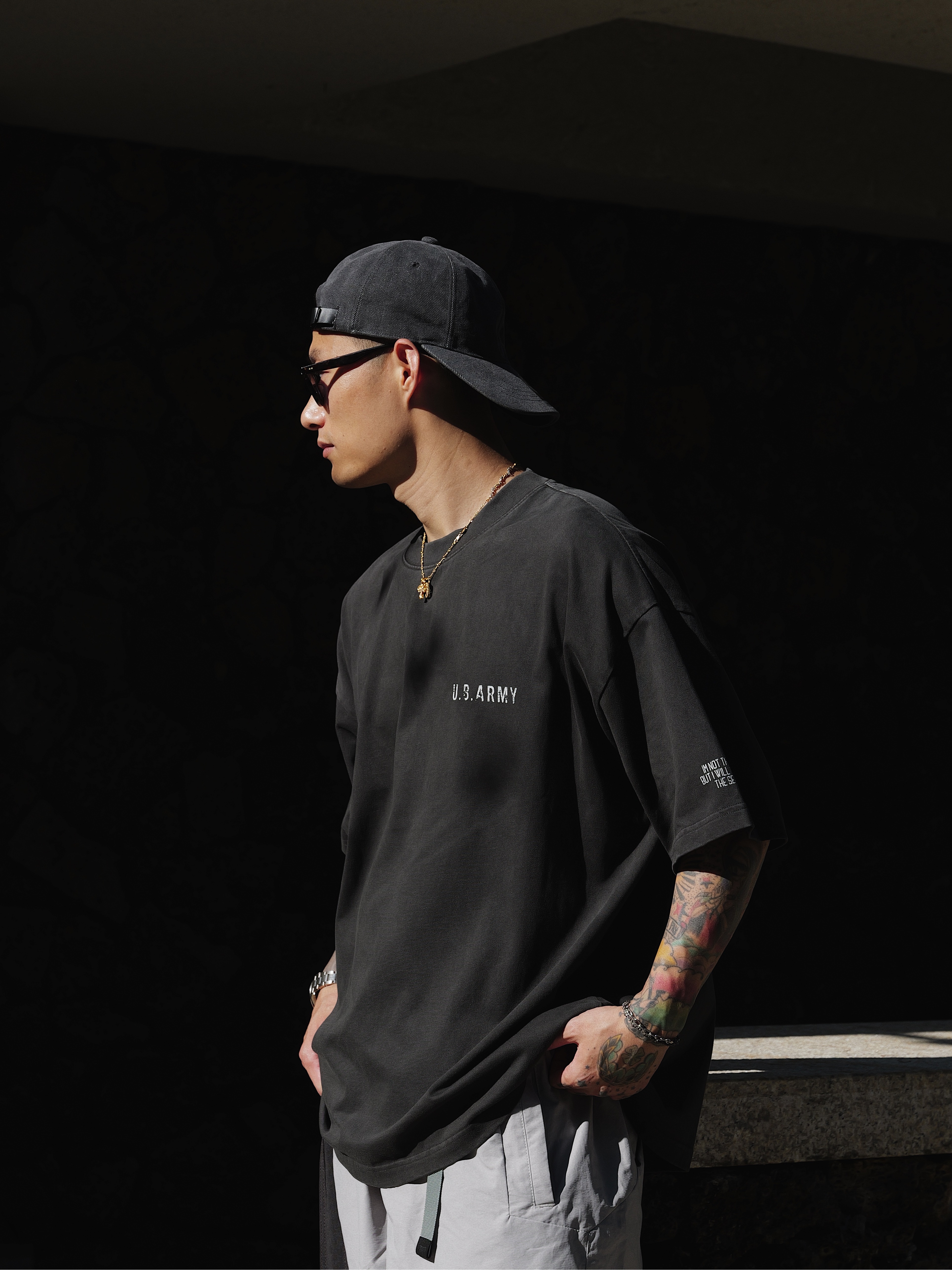 Unbent 25 s/s army 蠟染水洗Tee