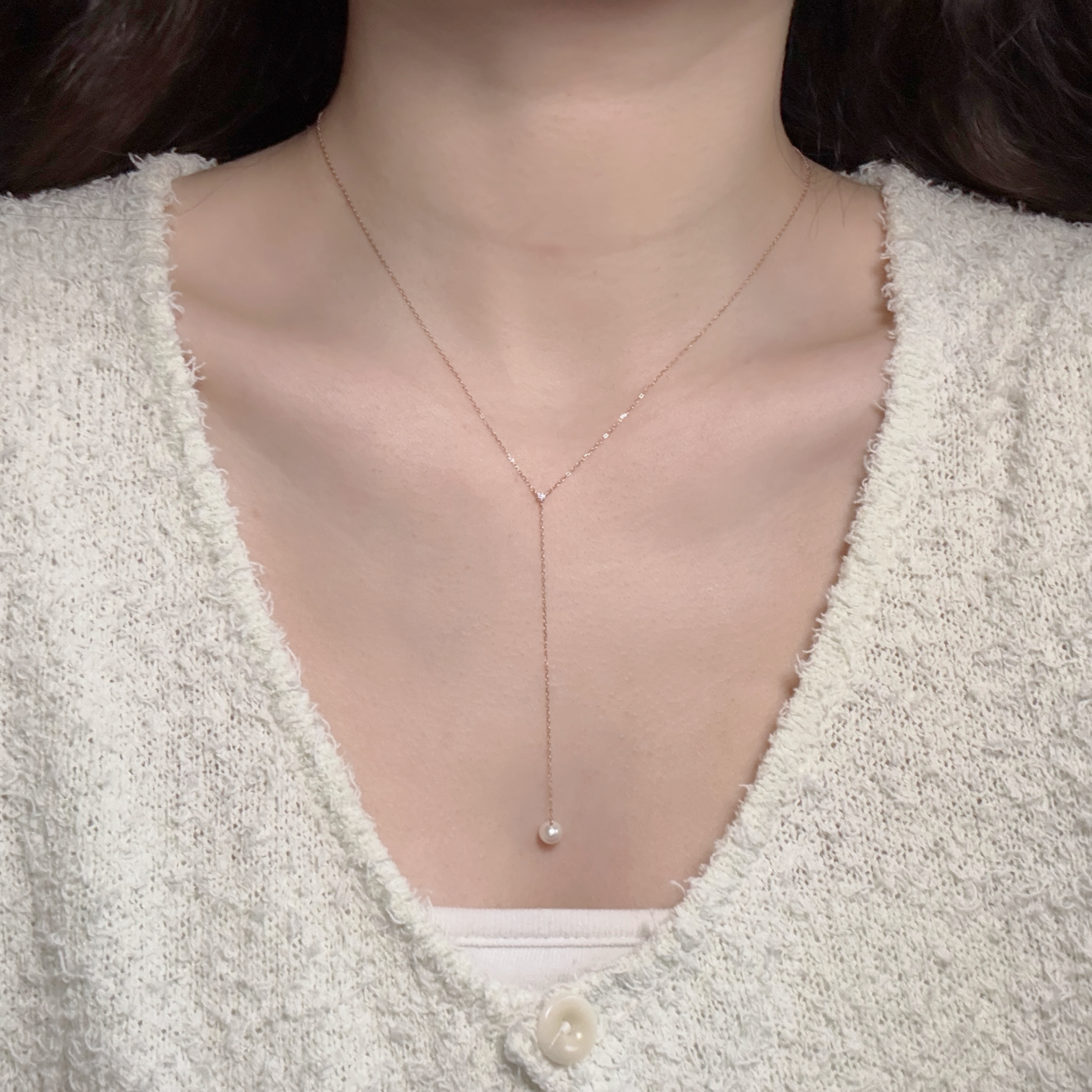 14K真鑽珍珠奶溝鍊